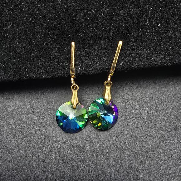 Heliotrope Rivoli Glass Clip Screw Back Earrings Vintage Costume Jewelry - Picture 9 of 9